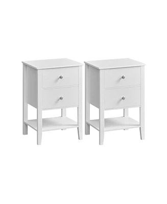 Slickblue Nightstands, Set of 2, Bedside Tables, Side End Tables with 2 Storage Drawers and Open Shelf