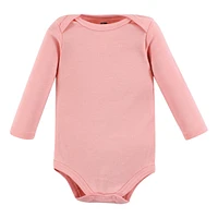 Hudson Baby Girls Cotton Long-Sleeve Bodysuits, Cinnamon Pink Prints 7-Pack, Preemie