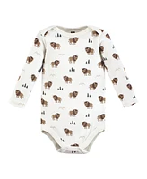 Hudson Baby Boys Cotton Long-Sleeve Bodysuits, Wild buffalo 7-Pack - 7