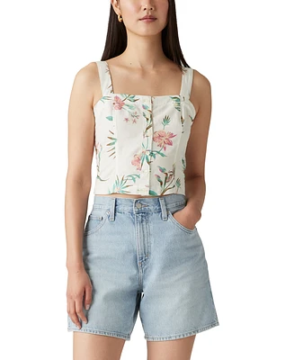 Levi's Women's Lottie Floral-Print Crop Square-Neck Top