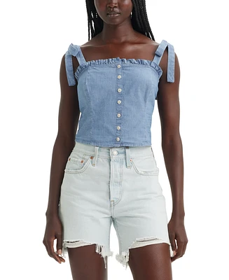 Levi's Luciana Cotton Tie-Shoulder Smocked-Back Top