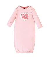 Hudson Baby Baby Girls Cotton Gowns Woodland, 0-6 Months