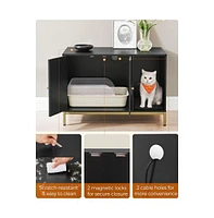 Slickblue Litter Box Enclosure, Modern Cat Litter Box Furniture Hidden, With Scratching Mat