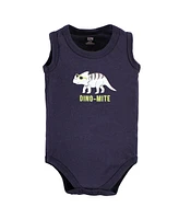 Hudson Baby Boys Cotton Sleeveless Bodysuits, Cool Dinosaurs, 6-9 Months