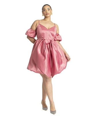 Eloquii Plus Size Dramatic Bow Mini Dress - 16, Rose Wine