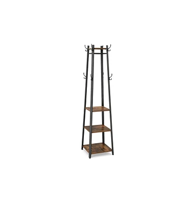 Slickblue Industrial Coat Rack, Coat Stand With 3 Shelves, Hall Trees Free Standing
