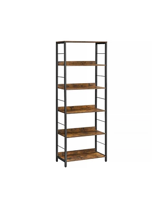 Slickblue 6-tier Bookshelf, Bookcase For Office, Shelving Unit, With Back Panels