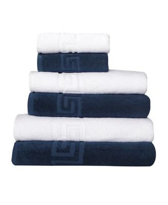 Ozan Premium Home Milos Greek Key Design 100 Turkish Cotton Bath Towels