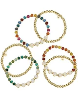 Unwritten Multi Stone Beaded Stretch Bracelet Set