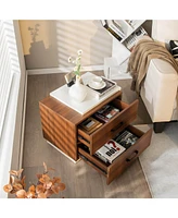 Sugift Modern Nightstand with 2 Drawers for Bedroom Living Room
