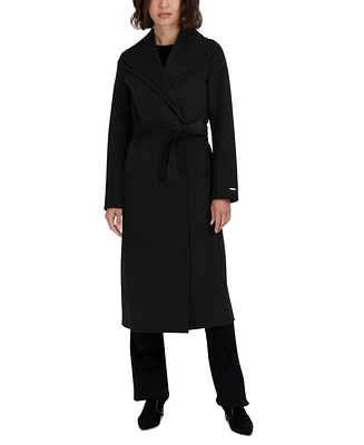 Tahari Women's Belted Wing-Collar Wrap Coat