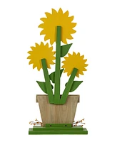 Glitzhome 29"H Fall Wood Sunflowers Porch Decor