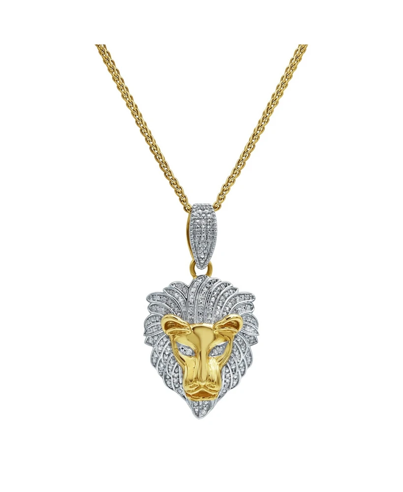LuvMyJewelry King of the Jungle Natural Round Cut Diamond Pendant(0.09 cttw) in 14k Yellow Gold for Women & Men