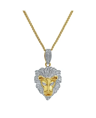 LuvMyJewelry King of the Jungle Natural Round Cut Diamond Pendant(0.09 cttw) in 14k Yellow Gold for Women & Men