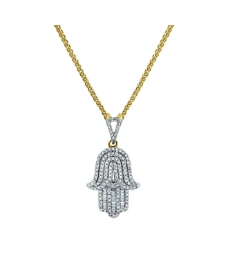 LuvMyJewelry Divine Hamsa Charm Natural Baguette Cut Diamond Pendant (0.96 cttw) in 14k Yellow Gold for Women & Men