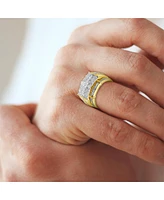 LuvMyJewelry Banner of Bling Natural Certified Diamond 1.24 cttw Round Cut 14k Yellow Gold Statement Ring for Men