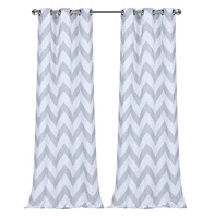 Kate Aurora Living 2 Piece Silver & White Metallic Chevron Grommet Curtain Panels - 84 in. Long