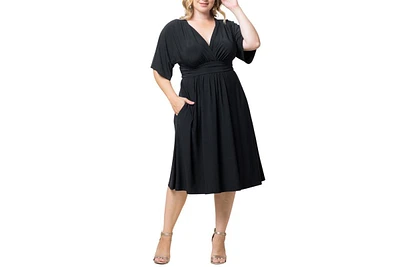 Kiyonna Plus Gia A-Line Midi Dress with Pockets