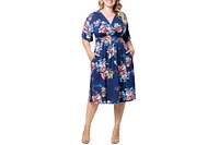 Kiyonna Plus Gia A-Line Midi Dress with Pockets