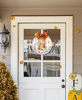 Glitzhome 15"D Fall Wooden Round Word Sign Door Hanger