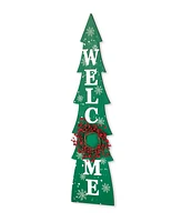 Glitzhome 42"H Christmas Wooden "Welcome" Christmas Tree Porch Sign