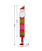 Glitzhome 54"H Christmas Wooden "Hohoho" Santa Porch Sign with Fabric Dangling Legs