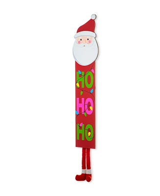 Glitzhome 54"H Christmas Wooden "Hohoho" Santa Porch Sign with Fabric Dangling Legs