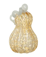 Glitzhome 8.5"H Fall Amber Dots Glass Gourd