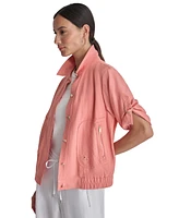 Dkny Women's Roll-Tab Button-Front Crinkle Jacket