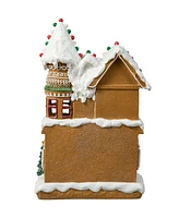 Glitzhome 12"H Resin Lighted Christmas Gingerbread House Table Decor