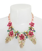 Betsey Johnson Faux Stone Palm Leaf Bib Necklace