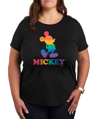 Hybrid Apparel Trendy Plus Pride Rainbow Mickey Mouse Graphic T-Shirt
