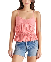 Steve Madden Women's Solange Pleated Smocked-Back Peplum Top