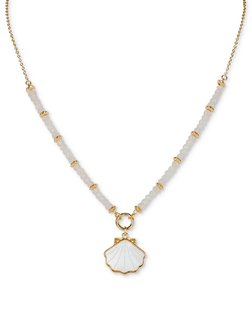 Patricia Nash Gold-Tone Mother-of-Pearl Shell Beaded Pendant Necklace, 18" + 3" extender