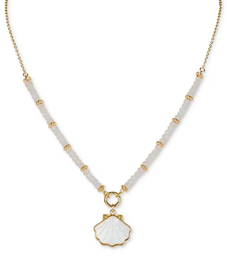 Patricia Nash Gold-Tone Mother-of-Pearl Shell Beaded Pendant Necklace, 18" + 3" extender