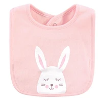 Hudson Baby Infant Girl Cotton Bibs, Sweet Bunny, One Size