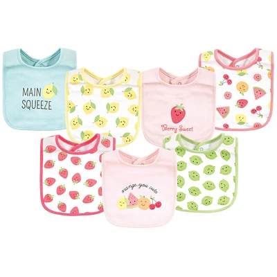 Hudson Baby Infant Girl Cotton Bibs, Cute Fruit, One Size