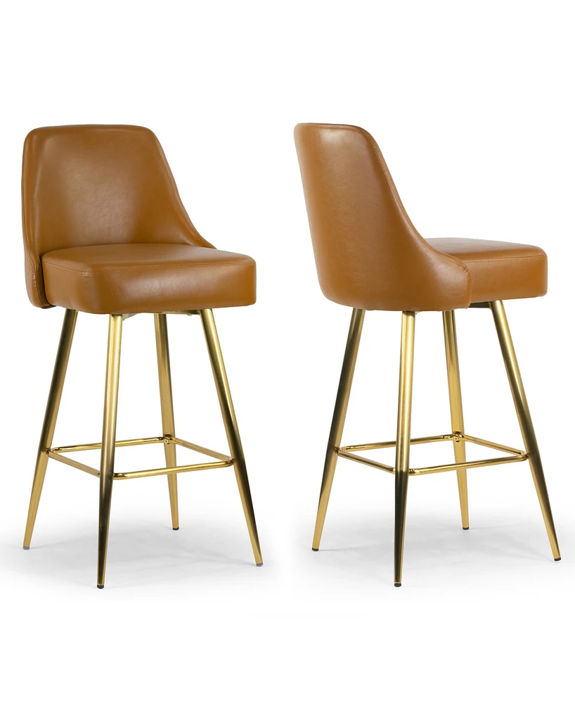 Glamour Home 29.75" Auren Polyester, Metal Barstool, Set of 2