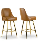 Glamour Home 29.75" Auren Polyester, Metal Barstool, Set of 2