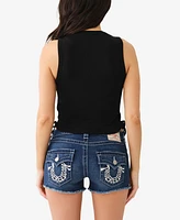 True Religion Women's Embroidered Side Rouched Tank