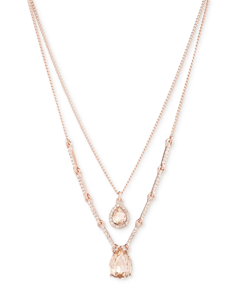 Givenchy Multi Stone Two Row Pendant Necklace, 16" + 3" extender