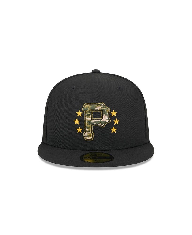 New Era Men's Black Pittsburgh Pirates 2024 Armed Forces Day On-Field 59FIFTY Fitted Hat