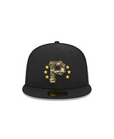 New Era Men's Black Pittsburgh Pirates 2024 Armed Forces Day On-Field 59FIFTY Fitted Hat