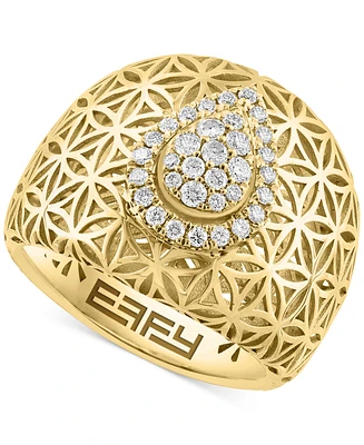 Effy Diamond Teardrop Cluster Floral Lattice Statement Ring (1/3 ct. t.w.) in 14k Gold