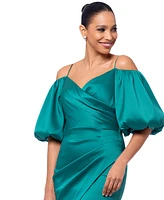 Betsy & Adam Women's Balloon-Sleeve Off-The-Shoulder Dress