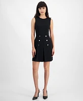 Tahari Asl Women's Sleeveless Button A-Line Dress