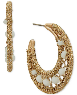 lonna & lilly Gold-Tone White Open Crochet Medium Hoop Earrings, 1.3"