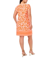 Msk Plus Size Printed Short-Sleeve Shift Dress