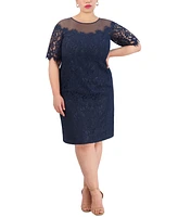 Eliza J Plus Illusion Lace Sheath Dress