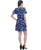 Eliza J Women's Floral Embroidered Puff-Sleeve Sheath Dress